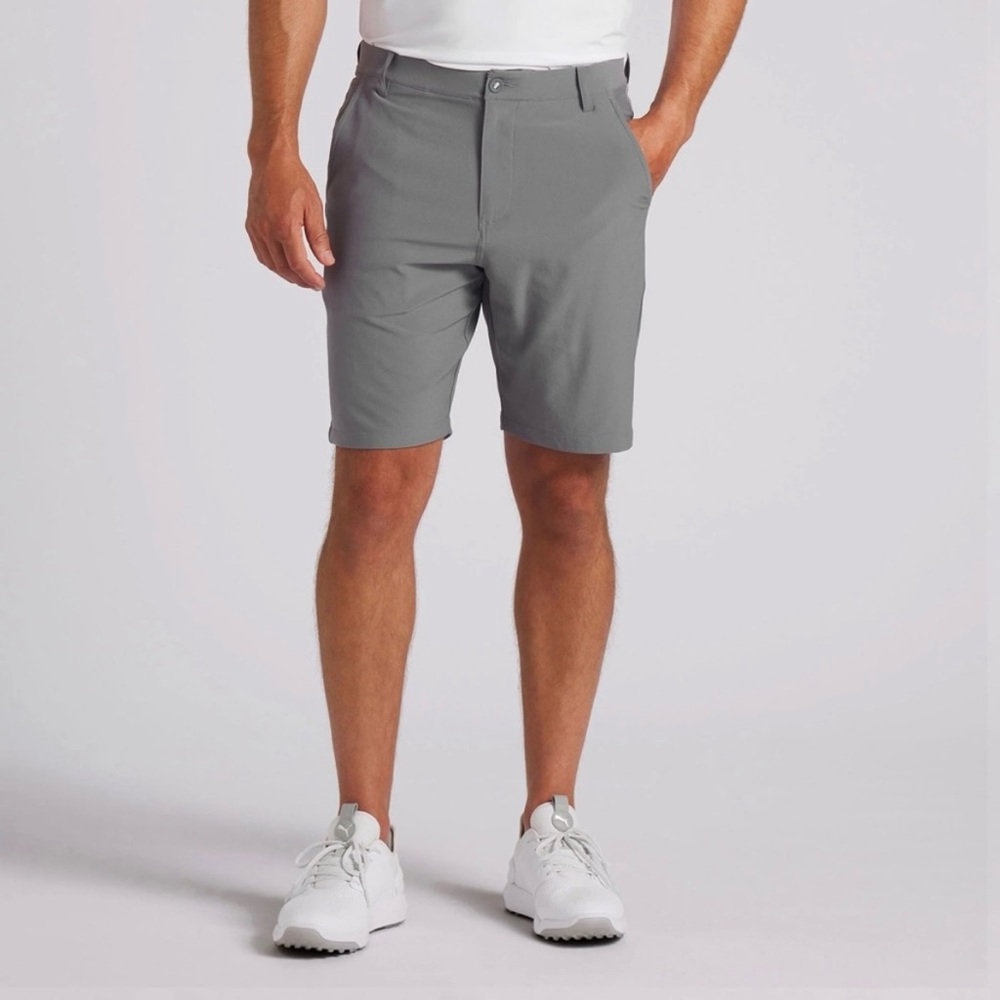 Puma Men's Flat Front Gray Golf Shorts